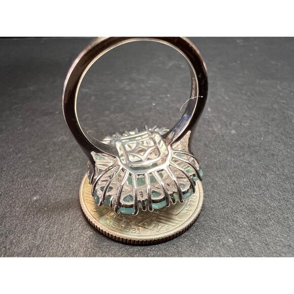 NEW grandidierite and zircon cocktail ring in rhodium over 925 silver size 7 - Picture 5 of 16